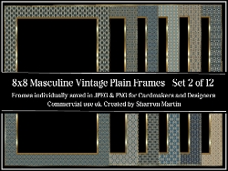 8x8 Masculine Vintage Plain Frames Set 2 JPEG PNG