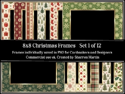 8x8 Christmas Frames 1-12 PNG