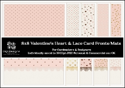 8x8 Valentines Hearts & Lace Card Fronts 1-10 in JPEG