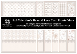 8x8 Valentines Beige Hearts & Lace Card Fronts 1-12 in JPEG