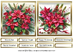 6X6 Red Christmas Poinsettia Toppers with Sentiments 3 & 4