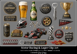 Motor Racing & Lager Clipart Elements