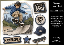 Skateboarding Large Clipart Collection in PNG 