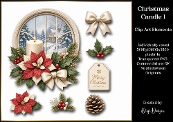 Christmas Candle 1 Large Clipart Collection in PNG 