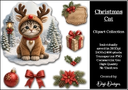 Christmas Cat Clipart Collection PNG 