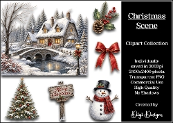 Christmas Scene Clipart Collection PNG