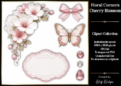 Cherry Blossom 2 Floral Corners PNG