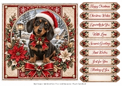 Festive Daschund 1 Christmas -Quick Card Front with Sentiments 