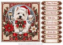 Festive Westie Christmas -Quick Card Front with Sentiments