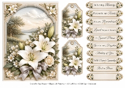 A5 Elegant Lily Memorial Quick Card Front with Sentiments 