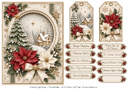 A5 Vintage Luxe Christmas - Quick Card Front, Gift Tags and sentiments