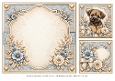 8x8 Blue Floral Terrier Blank Insert