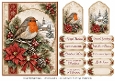 A5 Vintage Christmas Robin 2 - Quick Card Front with Sentiments