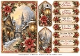 A5 Vintage Christmas Village 2 - Quick Card Front with Sentiments