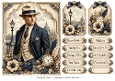 A5 Vintage Gentleman - Quick Card Front with Sentiments and Gift Tags