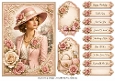 A5 Vintage Rose Parisian Ladies Quick Card with sentiments and Gift Tags 