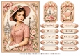 A5 Vintage Parisian Ladies Quick Card with sentiments and Gift Tags