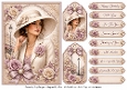 A5 Elegant Vintage City Chic Ladies Quick Card with sentiments and Gift Tags