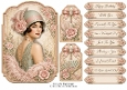 A5 Vintage Art Deco Flapper Ladies Quick Card with sentiments and Gift Tags