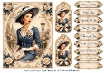 A5 Elegant Vintage Ladies Quick Card with sentiments and Gift Tags