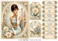 A5 Vintage Parisian Lady Quick Card with sentiments and Gift Tags