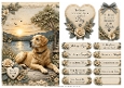 A5 Golden Lakeside Quick Card with sentiments and Gift Tags