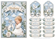 A5 Baby Boy Christening Quick Card with sentiments and Gift Tags 