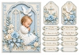 A5 Baby Boy Christening Quick Card with sentiments and Gift Tags 