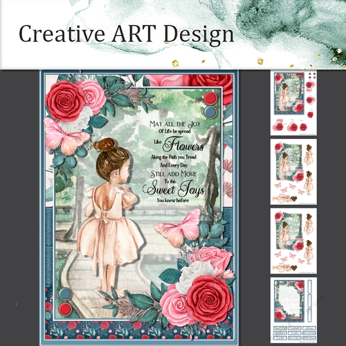 5x7 Floral Girl Card 