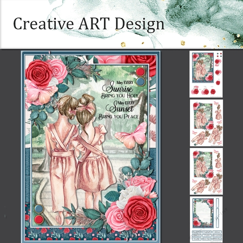 5x7 Floral Girl Card TWO 