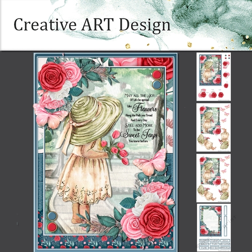 5x7 Floral Girl Card Three 