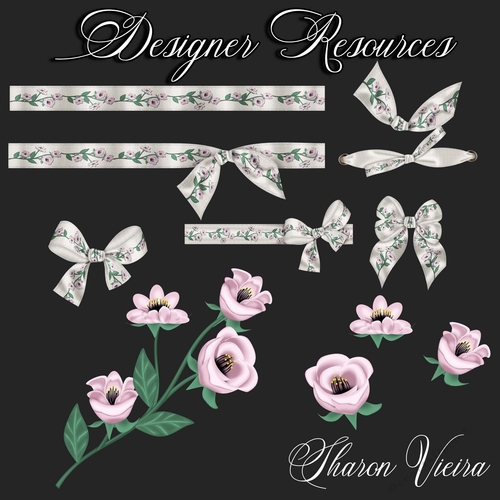 Pretty Pastels FLoral and ribbon set 1