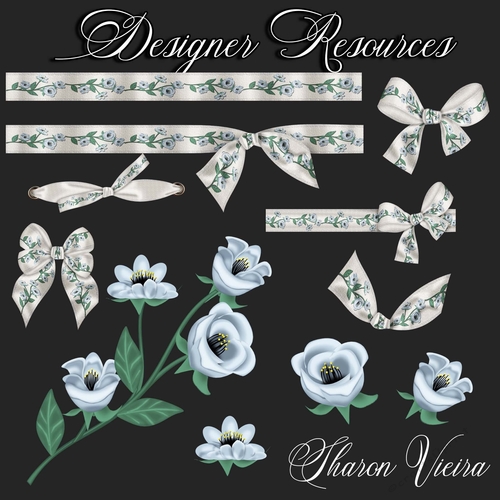 Pretty Pastels FLoral and ribbon set 3