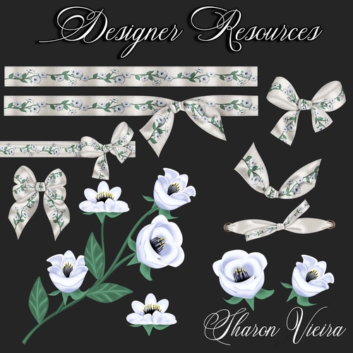Pretty Pastels FLoral and ribbon set 5