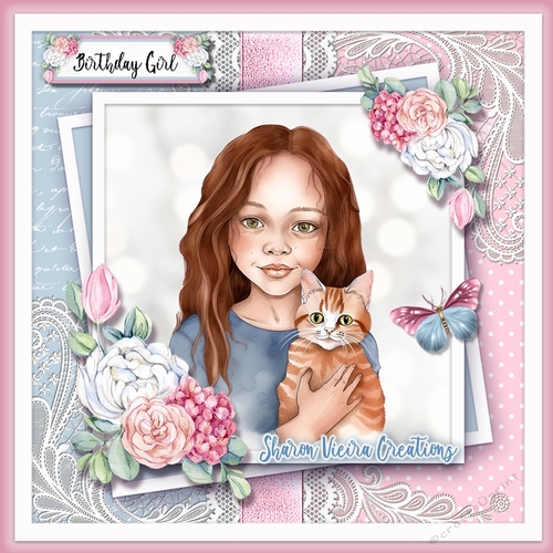 Just a Birthday Girl and her cat   KIT-THREE