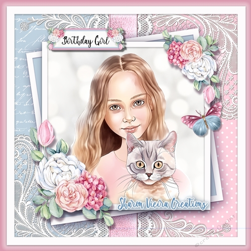 Just a Birthday Girl and her cat   KIT-FOUR