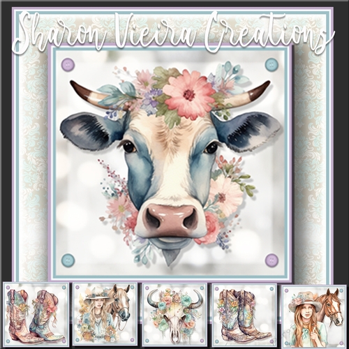 Western Whimsical  Complete 6 Topper Kit 
