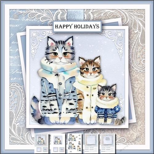The Christmas cat Family complete mini kit