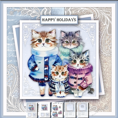 Christmas cat family  complete mini kit 2