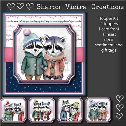 Christmas Raccoons Topper Kit 