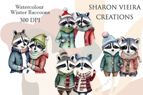 Winter Raccons PNG 