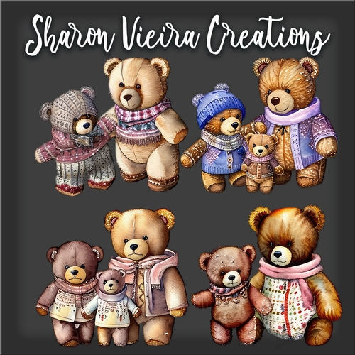 Watercolour Winter bears kit 