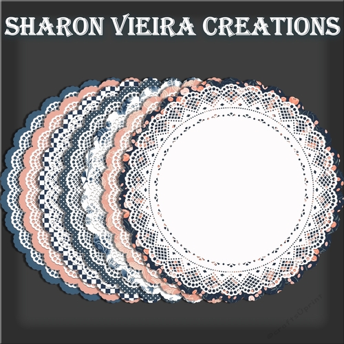Navy and Coral doily 1