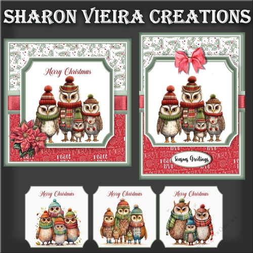 Beautiful Christmas Owl family complete topper kit 