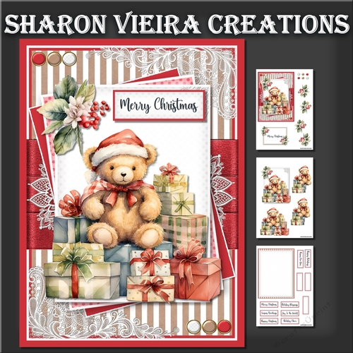 vintage Red and Kraft Christmas Card 