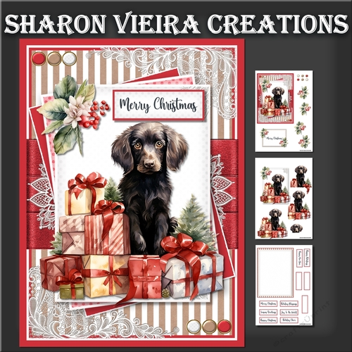 Vintage red and Kraft Christmas card  two 