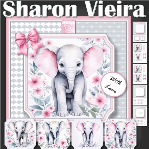 Watercolour Baby Elephant Topper Kit 