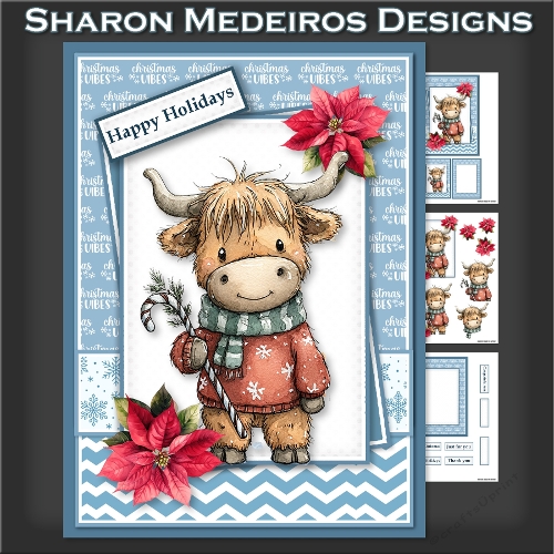 Christmas Highland cow three