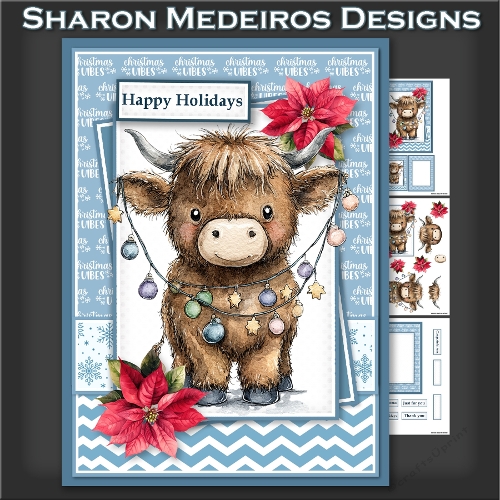 Christmas Highland cow four 