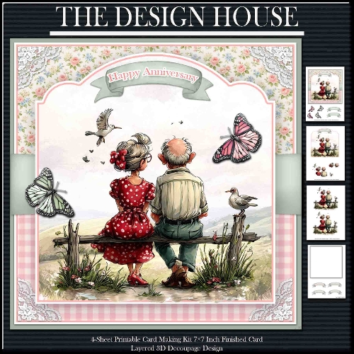 Anniversary 3d decoupage Card Kit  two 